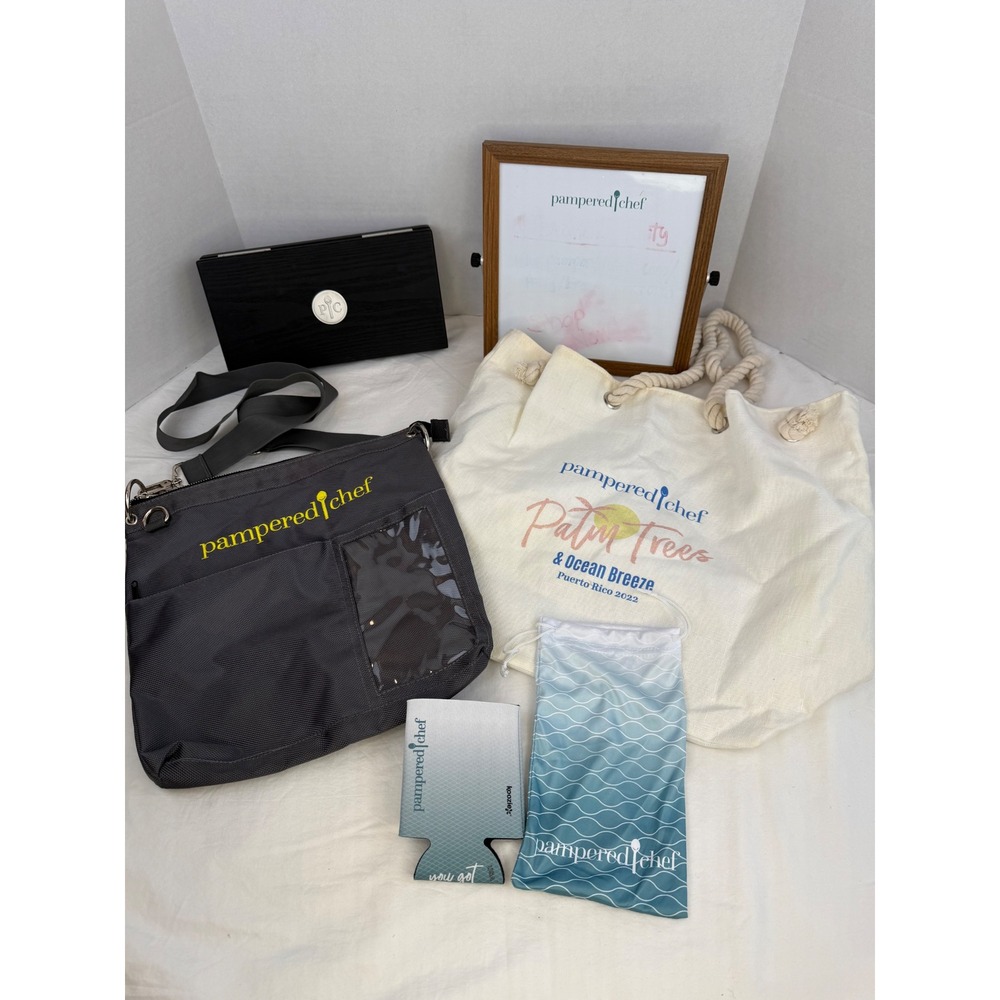 Pampered Chef Consultant Bundle Crossbody Bag Tote Box Dry Erase Board Koozie